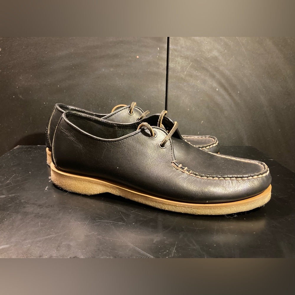 Sperry Topsider SAMPLE Black Leather Lace Moc-Toe Boat Shoe Size 9